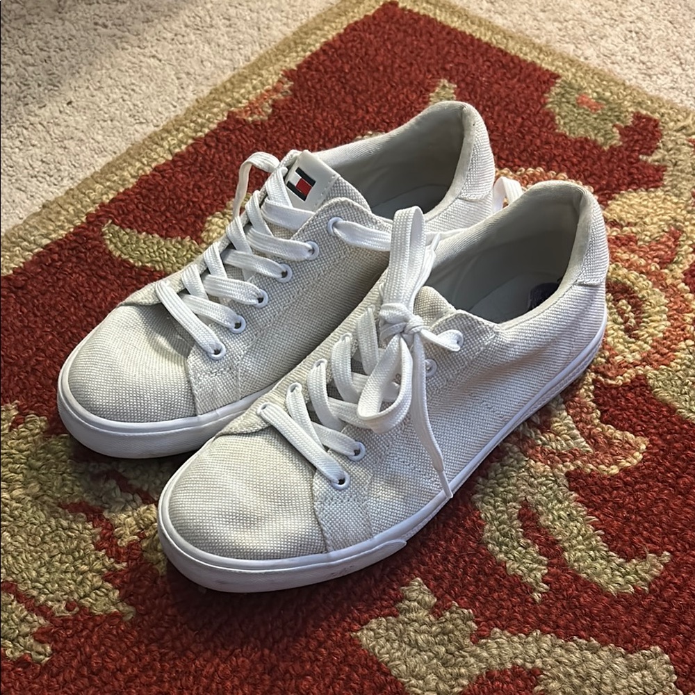 White Tommy Hilfiger Canvas Sneakers with Logo